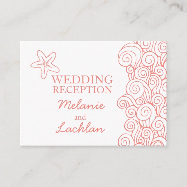 Seastar Korallen & Weiße Hochzeitsnacht Karte (Vorderseite)