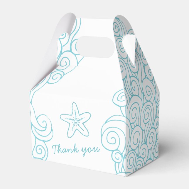 Seastar Swirl Aqua White Gastgeschenk Hochzeit Gab Geschenkschachtel (Rückseite)