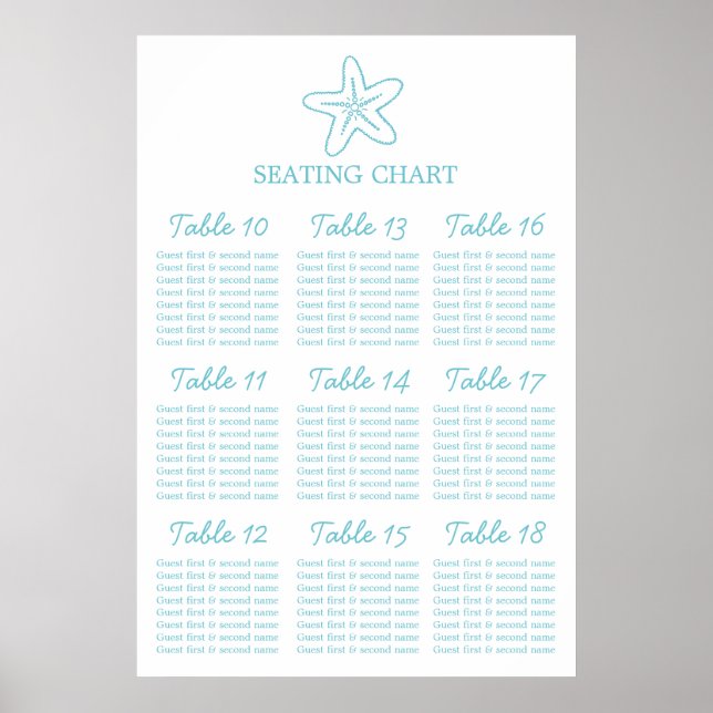 Seastar Wedding Table Planner 10-18 Poster (Vorne)