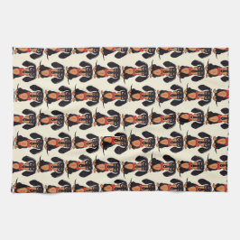 Seated Dachshund Kitchen Towels Geschirrtuch