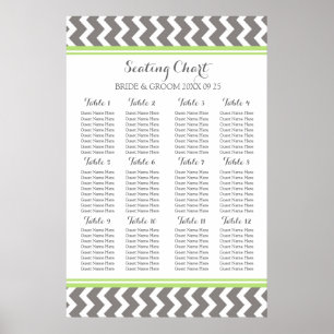 Seating Chart 12 Tables 96 Guest Limon Gray Zickza Poster