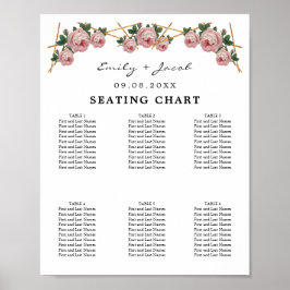 Seating Chart Gold Geometric Pink Floral Wed 60 Poster