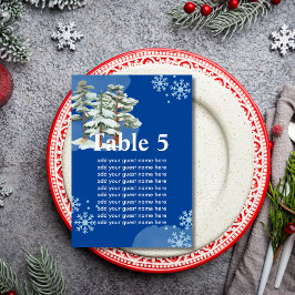 Seating Chart Winter Forest Snowflake Royal Blue Tischnummer