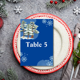 Seating Chart Winter Forest Snowflake Royal Blue Tischnummer