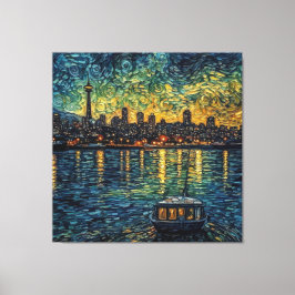 Seatle Space Needle im van-Gogh-Stil Leinwanddruck