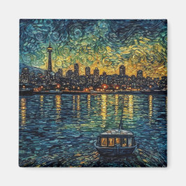 Seatle Space Needle im van-Gogh-Stil Magnet