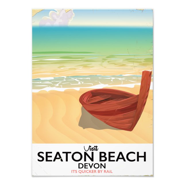 Seaton Beach Devon Vintages Plakat Fotodruck (Vorne)