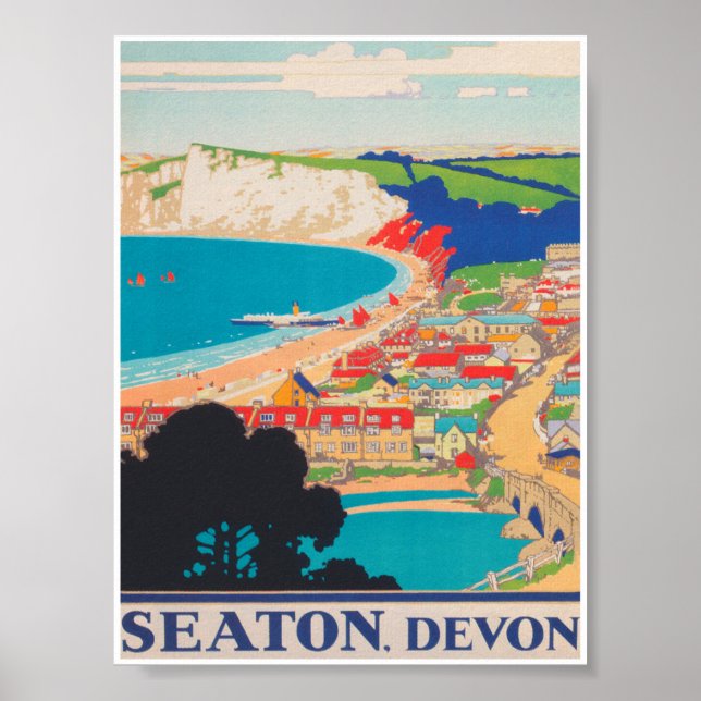 Seaton, Devon United Kingdom Vintage Travel Poster (Vorne)