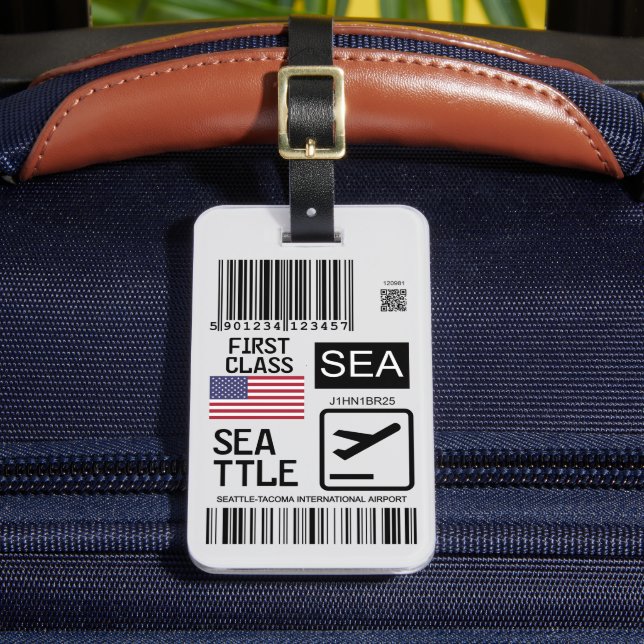 Seattle airport travel tag gepäckanhänger (Vorderseite Insitu 2)
