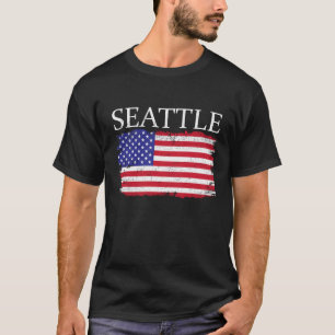 Seattle America Seattle Style America Flag T-Shirt