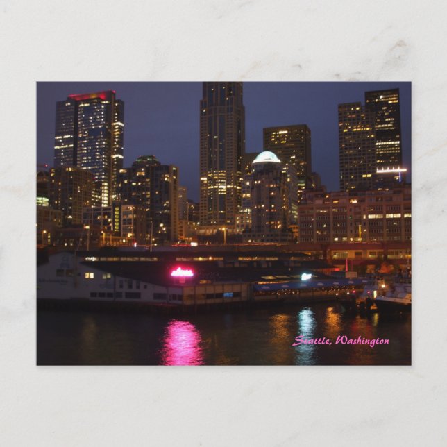 Seattle at Night Postkarte (Vorderseite)