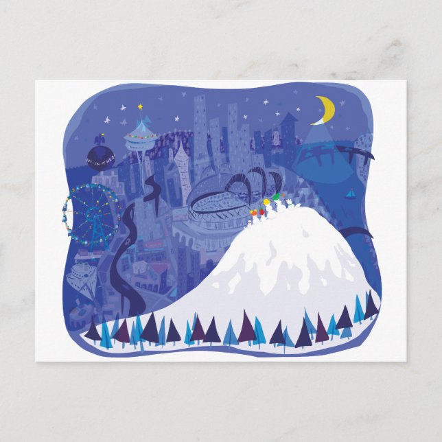 Seattle blanc hiver Carte de vacances, coussin, ch (Devant)
