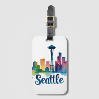 Seattle City Aquarell-Skyline Gepäckanhänger