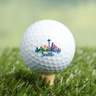 Seattle City Aquarell-Skyline Golfball