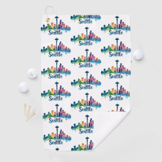 Seattle City Aquarell-Skyline Golfhandtuch