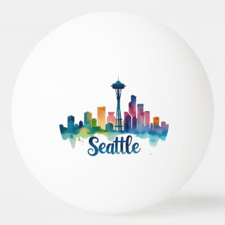 Seattle City Aquarell-Skyline Tischtennisball