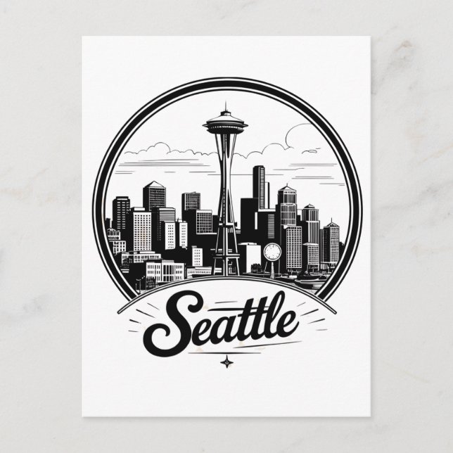 Seattle City Skyline Postkarte (Vorderseite)