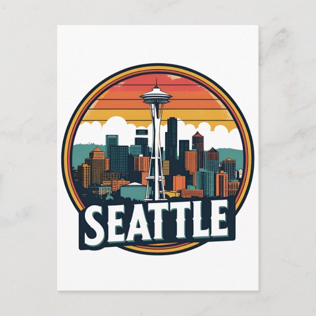 Seattle City Skyline Postkarte (Vorderseite)