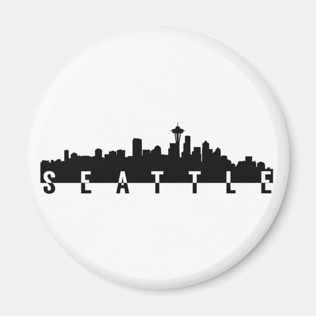 Seattle City Skyline Silhouette schwarz Form Magnet (Vorne)