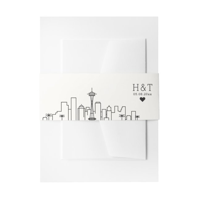 Seattle, das | stilisiertes Skyline-Monogramm Einladungsbanderole (Vorderseite Beispiel)