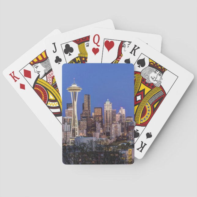 Seattle, Downtown und Rainier am Twilight Spielkarten (Rückseite)