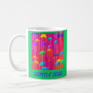 Seattle Drizzle farbenfrohe Regenschirme und Regen Kaffeetasse