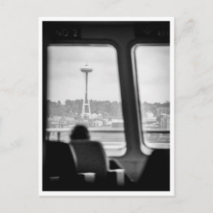 Seattle-Fähre Schwarz-Weiß Pudget Sound PNW  Postkarte