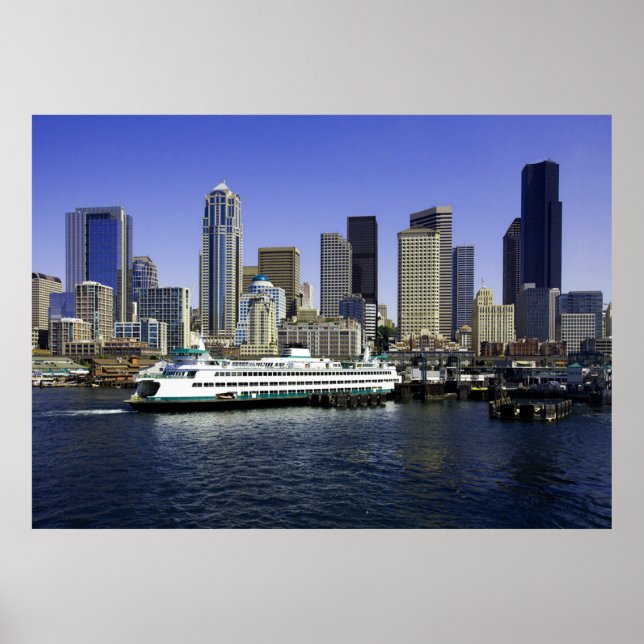 Seattle Ferry and Gebäude Poster (Vorne)