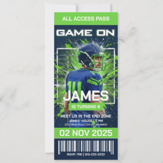 Seattle Football Ticket Birthday Invitation Einladung