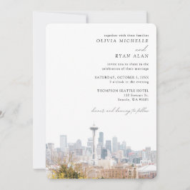 Seattle Foto Wedding Elegante Skyline Einladung