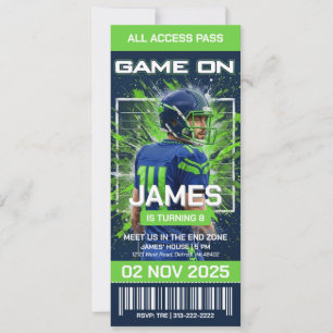 Seattle-Fußballticket-Geburtstags-Einladung Einladung