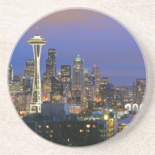 Seattle gesehen von Kerry-Park in der Königin Ann Getränkeuntersetzer