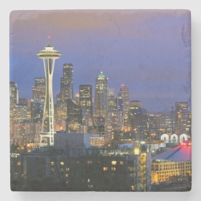 Seattle gesehen von Kerry-Park in der Königin Anne Steinuntersetzer (Vorderseite)