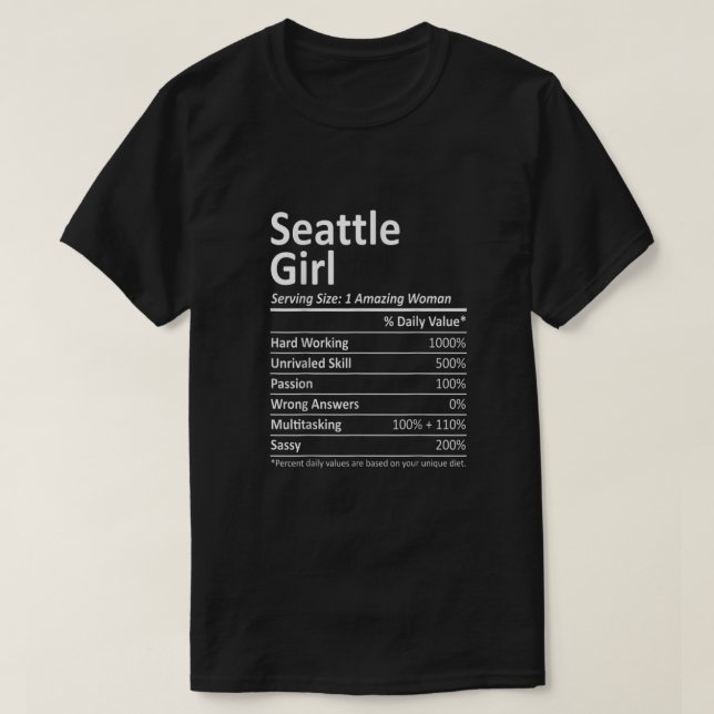 Seattle Girl Wa Washington Funny City Home Roots U T-Shirt (Design vorne)