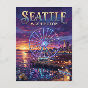 Seattle Great Wheel USA Postkarte