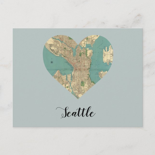 Seattle Heart Map Postkarte (Vorderseite)