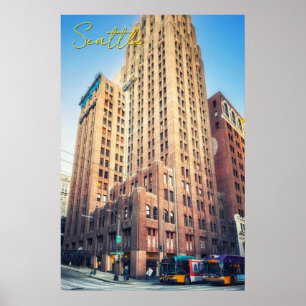 Seattle Ikonisches hohes Backsteingebäude Stadtans Poster