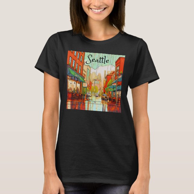 Seattle im Regen T-Shirt (Vorderseite)