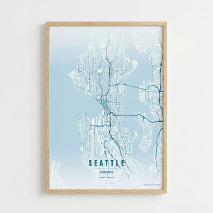 Seattle Karte Ozean Druck Washington Stadt Wandkun Poster