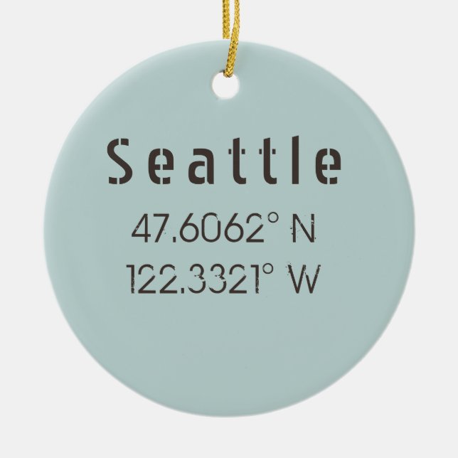 Seattle Latitude und Longitude Keramik Ornament (Vorne)