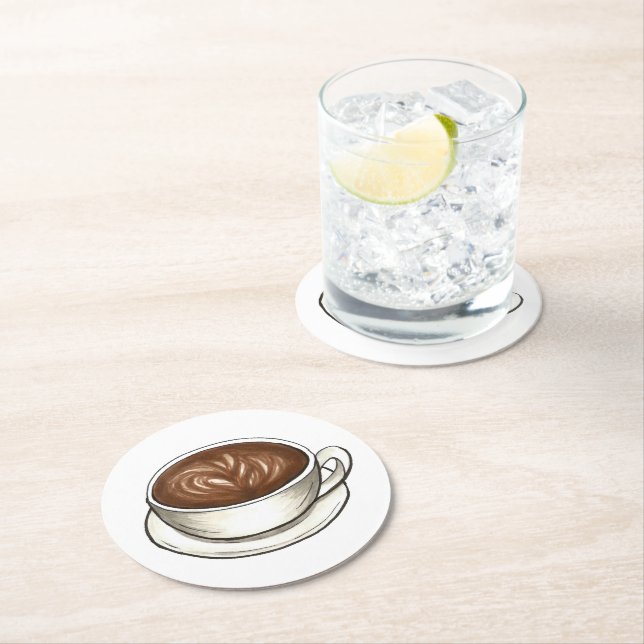 Seattle Latte Coffee Cup Latte Cappuccino Barista Runder Pappuntersetzer (Vor Ort)