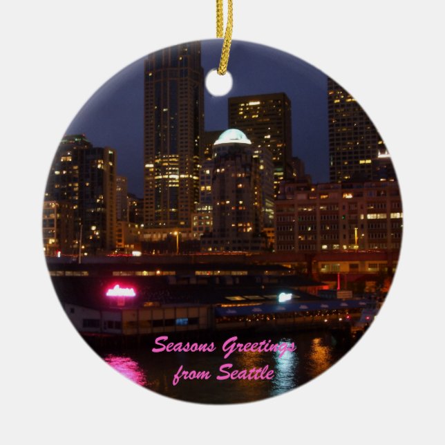 Seattle-Lichter Keramik Ornament (Vorne)