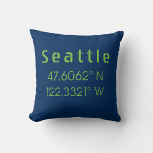 Seattle Longitude Latitude Team Colors Kissen