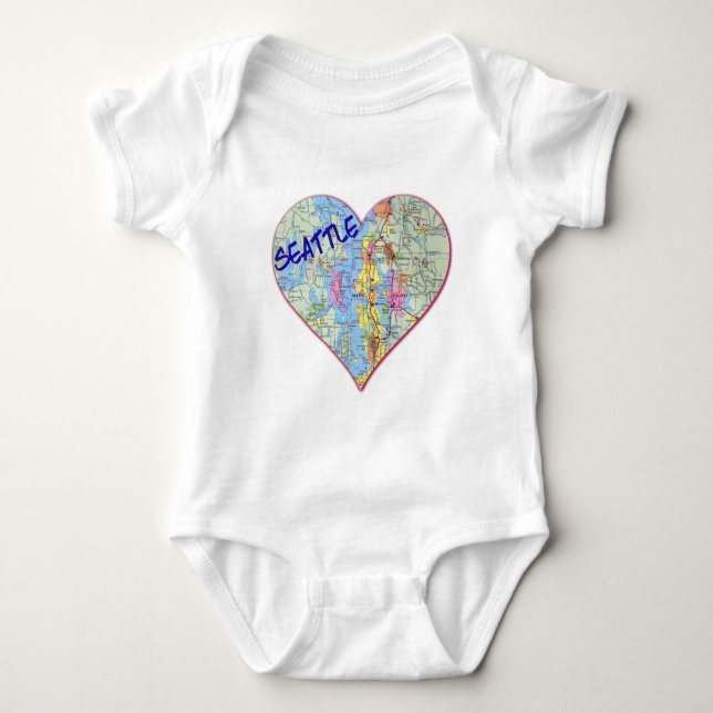 Seattle Map Heart Baby Strampler (Vorderseite)