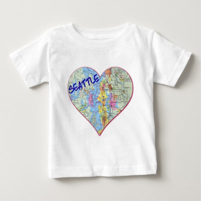 Seattle Map Heart Baby T-shirt (Vorderseite)