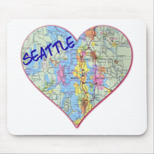 Seattle Map Heart Mousepad
