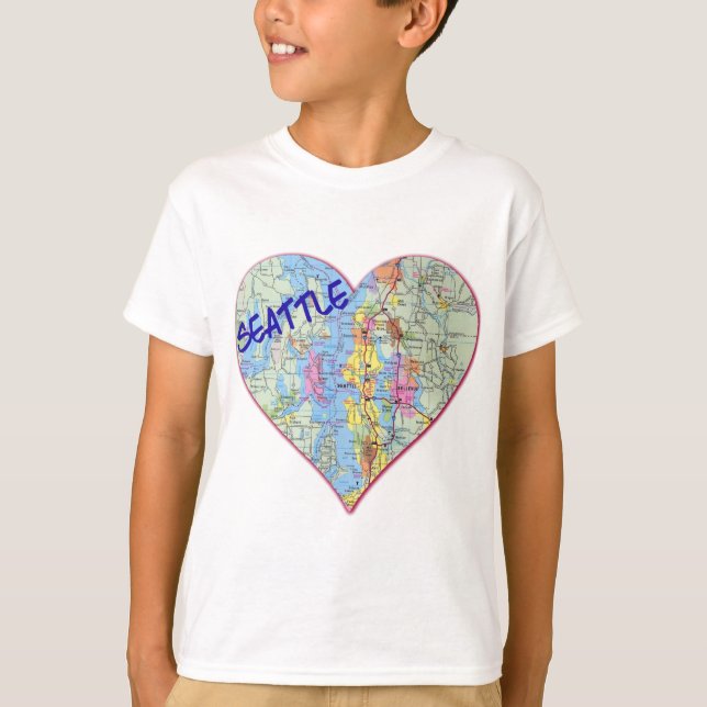 Seattle Map Heart T-Shirt (Vorderseite)