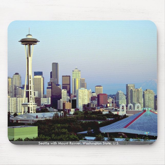 Seattle mit dem Mount Rainier, Washington-Staat, Mousepad (Vorne)