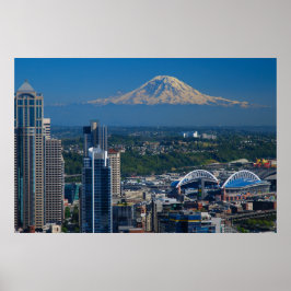 Seattle mit Mount Rainier Fotografie Poster