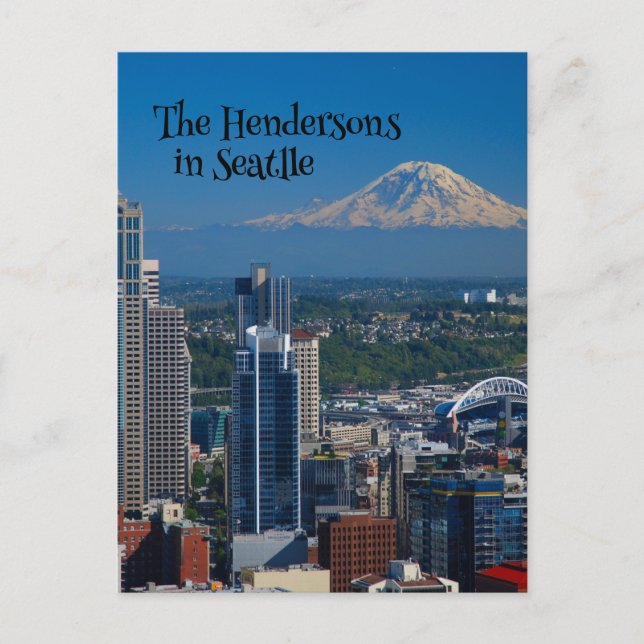 Seattle mit Mount Rainier Fotografie Postkarte (Vorderseite)